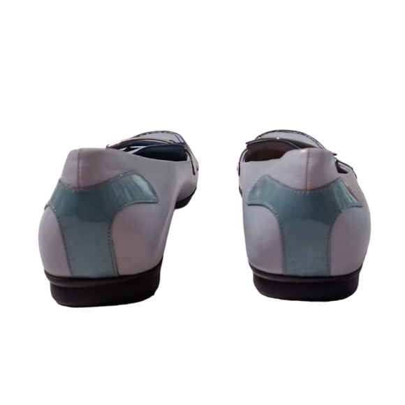 PRADA • 37 1/2 • Leather loafers blue logo showing Italian Luxury flats slip on - Picture 5 of 9